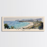 La Concha, Spain Watercolor Print, Vacation Gift, Spain Wall Art, Beach Painting, Beach Decor, Large Wall Art, Wood Frame Art