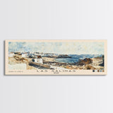 Las Salinas, Spain Watercolor Print, Vacation Gift, Spain Wall Art, Beach Painting, Beach Decor, Large Wall Art, Wood Frame Art