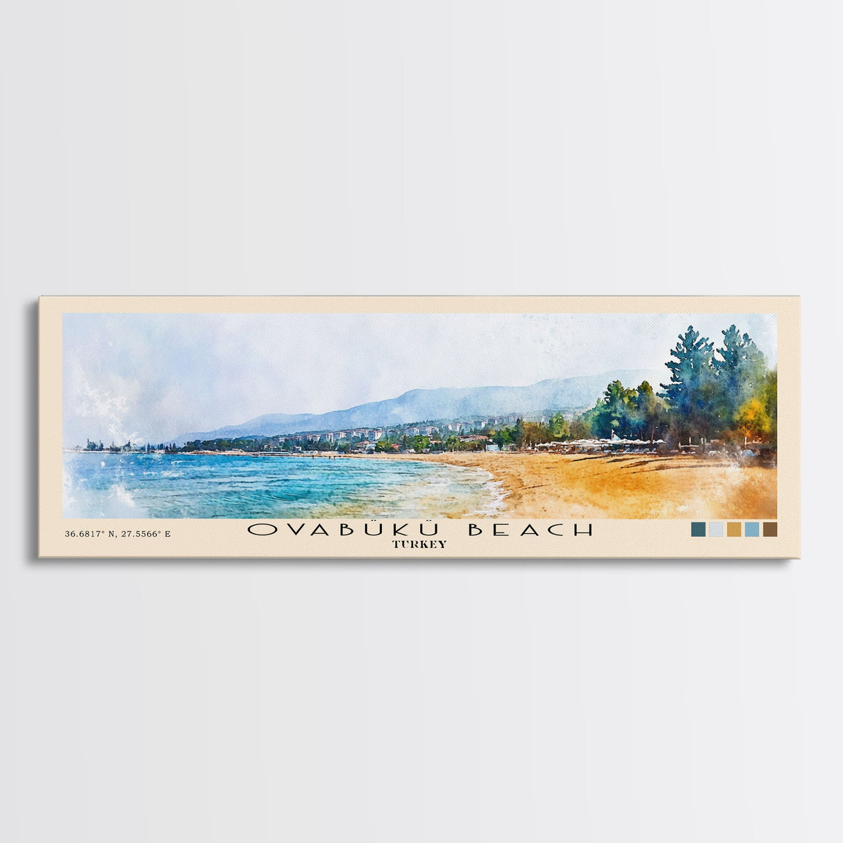 Ovabükü Beach, Turkey Watercolor Beach Print, Vacation Gift, Turkey Wall Art, Beach Painting, Beach Decor, Beach Painting