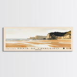 Praia de Cavaleiro, Portugal Watercolor Beach Print, Vacation Gift, Portugal Wall Art, Framed Canvas Print, Framed Beach Painting