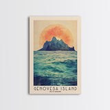 Genovesa Island, Ecuador Watercolor Beach Print, Vacation Gift, Ecuador Wall Art, Framed Canvas Print, Framed Beach Painting
