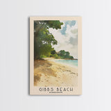 Gibbs Beach, Barbados Watercolor Print, Vacation Gift, Barbados Wall Art, Beach Painting, Beach Decor, Large Wall Art, Wood Frame Art