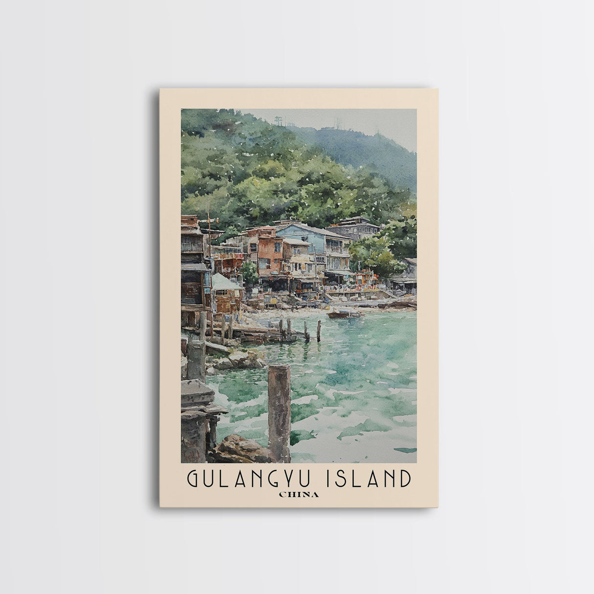 Gulangyu Island, China Watercolor Beach Print, Vacation Gift, China Wall Art, Beach Painting, Beach Decor, Beach Painting