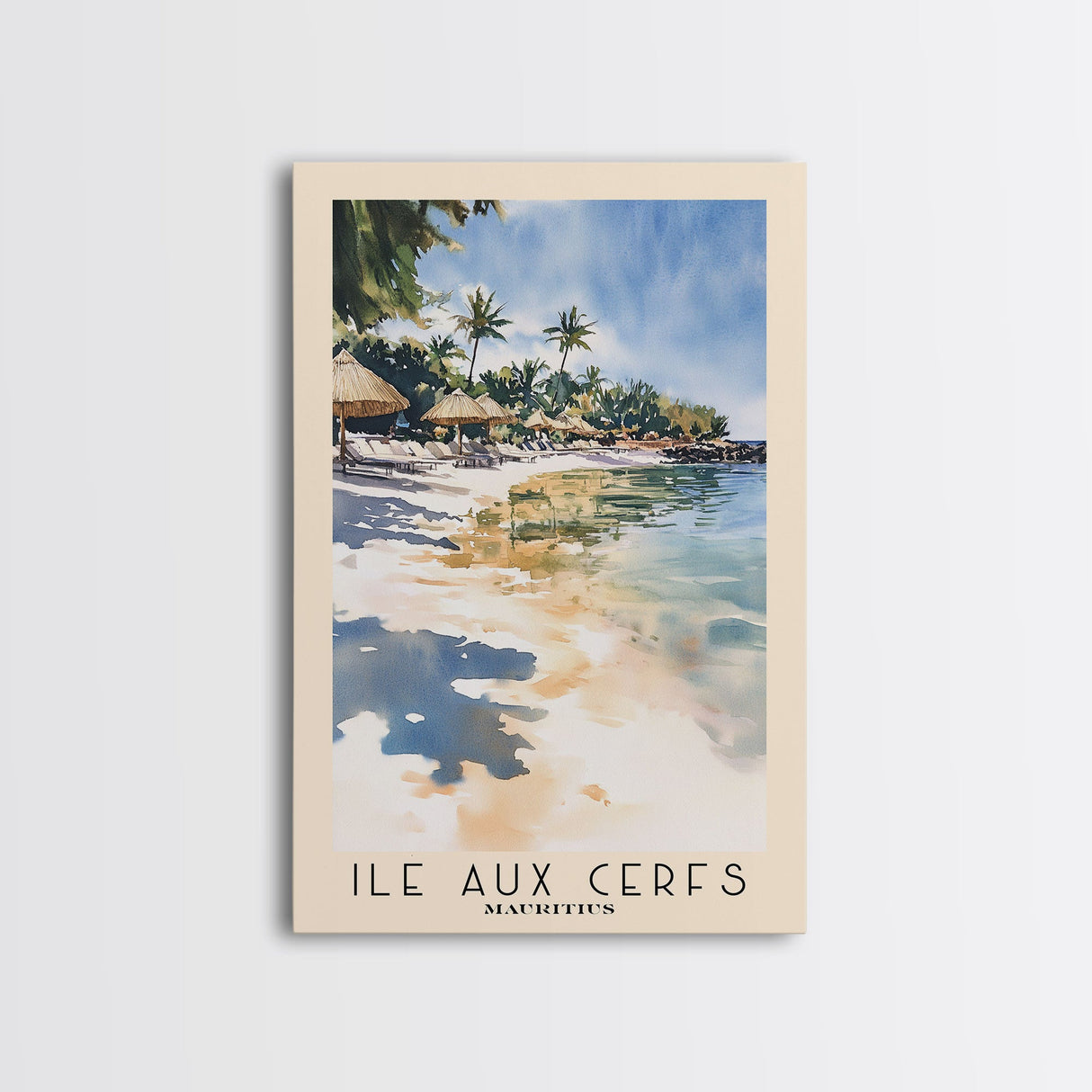 Ile aux Cerfs, Mauritius Watercolor Print, Vacation Gift, Mauritius Wall Art, Vacation Wall Art, Vacatation Memories, Beach Decor, Beach Or Lakehouse Art