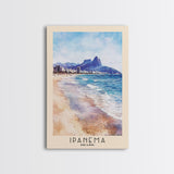 Ipanema, Brazil Watercolor Print, Vacation Gift, Brazil Wall Art, Beach Painting, Beach Decor, Large Wall Art, Wood Frame Art