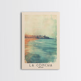 La Concha, Spain Watercolor Print, Vacation Gift, Spain Wall Art, Beach Painting, Beach Decor, Large Wall Art, Wood Frame Art