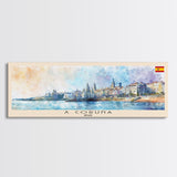 A Coruńa Spain Travel Art, City Art, Framed Canvas Print or Metal Wall Art, Europe Travel Poster, Panoramic Wall Art, Extra Wide Wall Art