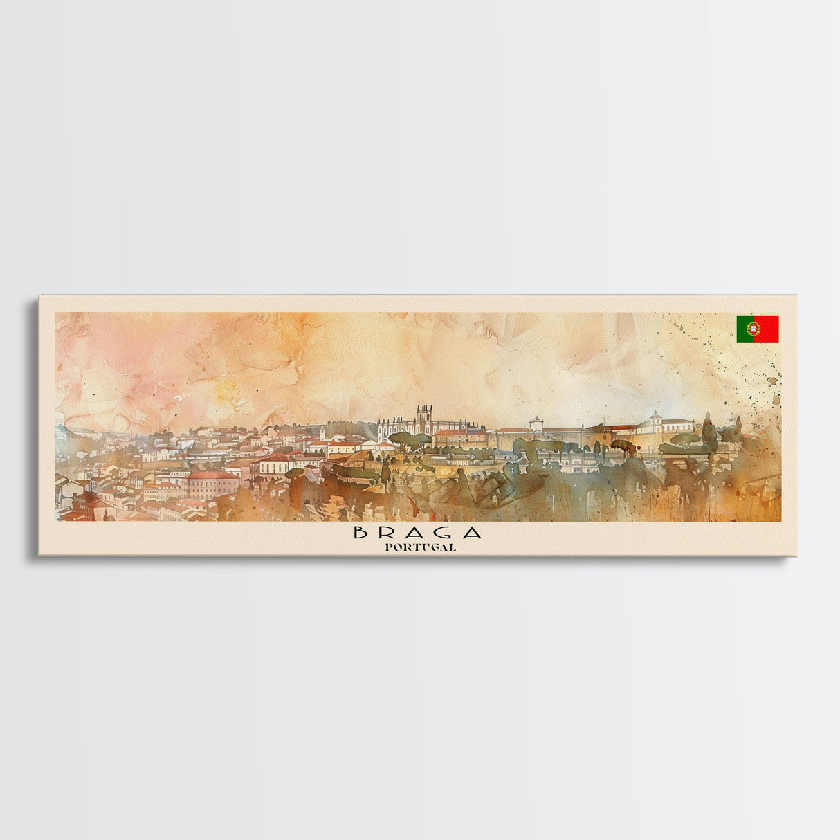 Braga Portugal Travel Art, City Art, Framed Canvas Print or Metal Wall Art, Europe Travel Poster, Panoramic Wall Art, Extra Wide Wall Art