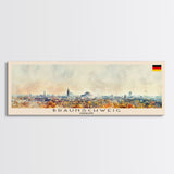 Braunschweig Germany Travel Art, City Art, Framed Canvas Print or Metal Wall Art, Europe Travel Poster, Panoramic Wall Art, Extra Wide Wall Art