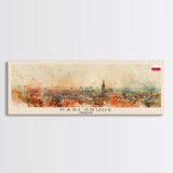 Karlsruhe Germany Panoramic Travel Poster, Framed Canvas Print or Metal Wall Art, Travel Art, Home Decor, Panoramic Painting, Midcentury Art