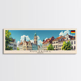 Augsburg Germany Panoramic Travel Poster, Framed Canvas Print or Metal Wall Art, Travel Art, Home Decor, Panoramic Painting, Midcentury Art