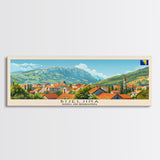 Bijeljina Bosnia Panoramic Travel Poster, Framed Canvas Print or Metal Wall Art, Travel Art, Home Decor, Panoramic Painting, Midcentury Art