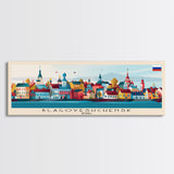 Blagoveshchensk Russia Travel Art, City Art, Framed Canvas Print or Metal Wall Art, Europe Travel Poster, Panoramic Wall Art, Extra Wide Wall Art