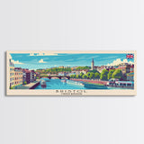 Bristol United Kingdom Panoramic Travel Poster, Framed Canvas Print or Metal Wall Art, Travel Art, Home Decor, Panoramic Painting, Midcentury Art