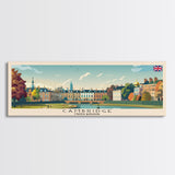 Cambridge United Kingdom Travel Print Wall Art, Panoramic City Art, Travel Art, Wall Decor, Vacation Gift, Framed Canvas Print Or Metal Art
