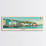 Cork Ireland Panoramic Travel Poster, Framed Canvas Print or Metal Wall Art, Travel Art, Home Decor, Panoramic Painting, Midcentury Art