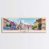 Gliwice Poland Panoramic Travel Poster, Framed Canvas Print or Metal Wall Art, Travel Art, Home Decor, Panoramic Painting, Midcentury Art