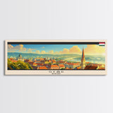 Gyor Hungary Wall Art, Panoramic Travel Poster, Panoramic Framed Canvas Print, City Wall Art, Wall Hanging Home Decor, Travel Art