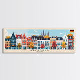 Hanover Germany Panoramic Travel Poster, Framed Canvas Print or Metal Wall Art, Travel Art, Home Decor, Panoramic Painting, Midcentury Art