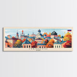 Ivanovo Russia Panoramic Travel Poster, Framed Canvas Print or Metal Wall Art, Travel Art, Home Decor, Panoramic Painting, Midcentury Art