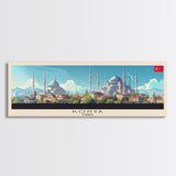 Konya Turkey Panoramic Travel Poster, Framed Canvas Print or Metal Wall Art, Travel Art, Home Decor, Panoramic Painting, Midcentury Art