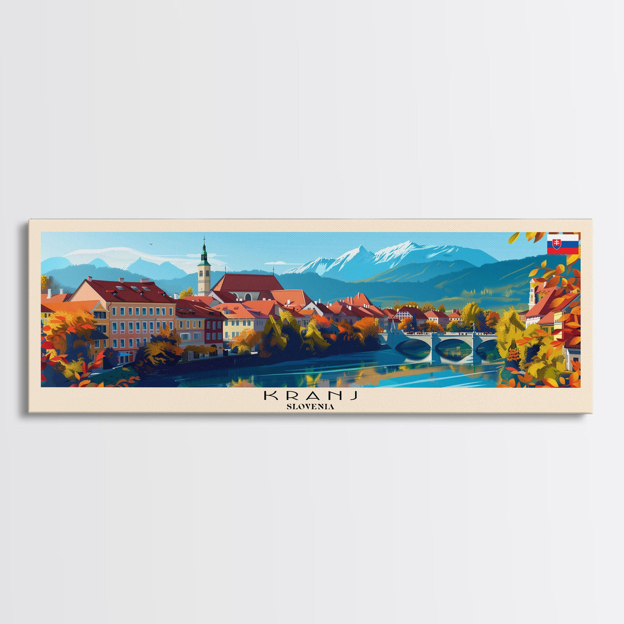 Kranj Slovenia Wall Art, Panoramic Travel Poster, Panoramic Framed Canvas Print, City Wall Art, Wall Hanging Home Decor, Travel Art
