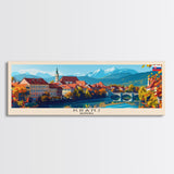 Kranj Slovenia Wall Art, Panoramic Travel Poster, Panoramic Framed Canvas Print, City Wall Art, Wall Hanging Home Decor, Travel Art