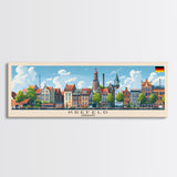 Krefeld Germany Panoramic Travel Poster, Framed Canvas Print or Metal Wall Art, Travel Art, Home Decor, Panoramic Painting, Midcentury Art
