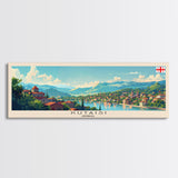 Kutaisi Georgia Panoramic Travel Poster, Framed Canvas Print or Metal Wall Art, Travel Art, Home Decor, Panoramic Painting, Midcentury Art