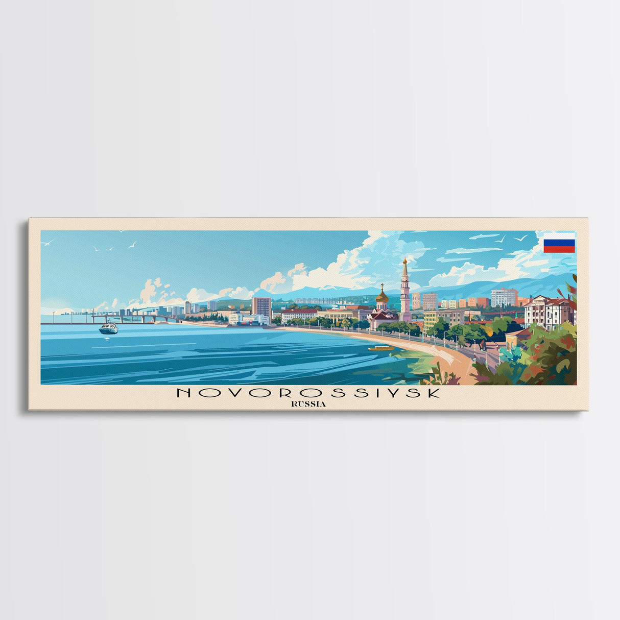 Novorossiysk Russia Wall Art, Panoramic Travel Poster, Panoramic Framed Canvas Print, City Wall Art, Wall Hanging Home Decor, Travel Art