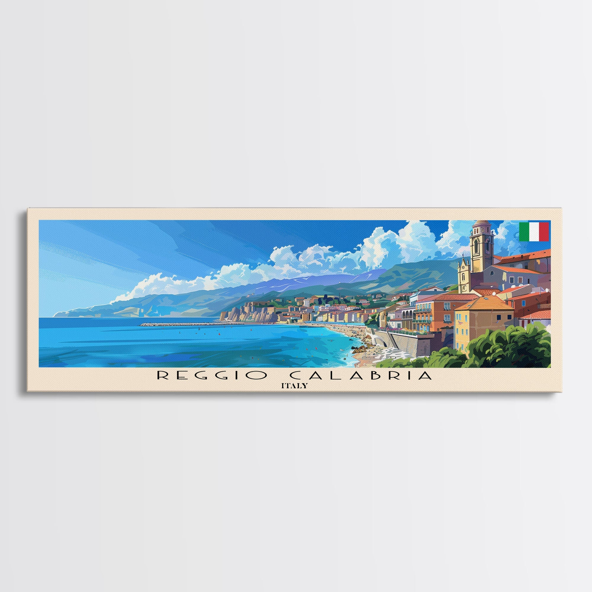 Reggio Calabria Wall Art, Panoramic Travel Poster, Panoramic