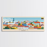 Vilnius Lithuania Wall Art, Panoramic Travel Poster, Panoramic Framed Canvas Print, City Wall Art, Wall Hanging Home Decor, Travel Art
