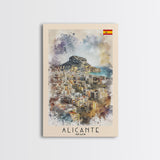 Alicante Spain Coastal City Travel Poster Art, Framed Canvas Print, Stunning Wall Art for Living Room, Bedroom Decor, Home Decoration