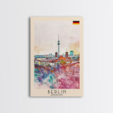 Berlin Germany Travel Poster Framed Canvas Print, Modern Art, Home Decor, Wall Art, Minimalist Travel Print, Cityscape Art