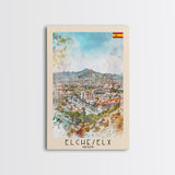 Elche, Spain Vibrant Framed Canvas Print. Stunning Wall Art for Living Room or Bedroom Decor, Spanish Travel Poster Art.