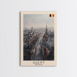 Ghent Belgium Cityscape Art, Framed Canvas Print, Living Room Wall Art, Travel Poster, Home Decoration, European Art