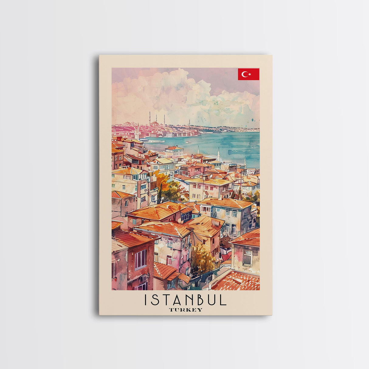 Istanbul Turkey Bosphorus Art Print, Beautiful Canvas Print for Home Decor, Travel Poster for Living Room Wall Art, Turkish Cultural Scene