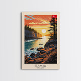 Izmir Turkey Scenic Coastal View, Framed Canvas Print, Travel Poster, Living Room Wall Art, Cityscape Decor, Nautical Art, Modern Home Decoration