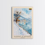 Klagenfurt Austria Alpine Cityscape, Framed Canvas Print, Travel Poster, Wall Art, Home Office Decor, Austrian Urban Artwork, Landscape Painting