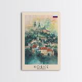Kosice Slovakia Historic Cityscape, Framed Canvas Print, Travel Poster, Wall Art, Office Decor, Slovakian Urban Painting, Historic City Scene