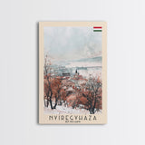 Nyiregyhaza Hungary Travel Poster Framed Canvas Print, Watercolor Painting, Scenic Wall Art, Home Decor, Hungarian Landscape, Rustic Art