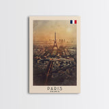 Paris France Travel Poster Framed Canvas Print, Watercolor Painting, Scenic Wall Art, Home Decor, French Cityscape, Classic Art