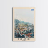 Peristeri Greece Travel Poster Framed Canvas Print, Watercolor Painting, Scenic Wall Art, Home Decor, Greek Landscape, Classic Art