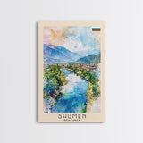 Shumen Bulgaria Travel Poster Framed Canvas Print, Watercolor Painting, Scenic Wall Art, Home Decor, Bulgarian Landscape, Classic Art