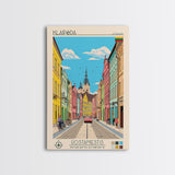 Klaipėda Lithuania Travel Poster Framed Canvas Print, Midcentury Modern Art, Pop Art Wall Decor, Home Decor, Vacation Gift, Office Art