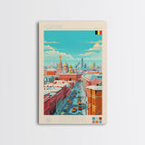 Kortrijk Belgium Travel Poster Framed Canvas Print, Midcentury Modern Art, Pop Art Wall Decor, Scenic Living Room Art, Bedroom Decor