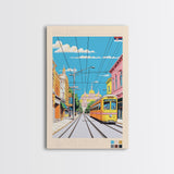 Kraljevo Serbia Travel Poster Framed Canvas Print, Midcentury Modern Art, Pop Art Wall Decor, Scenic Wall Art, Living Room Decoration, Office Gift