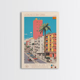 Las Palmas de Gran Canaria Spain Travel Poster Framed Canvas Print, Midcentury Modern Art, Pop Art Wall Decor, Scenic Wall Art, Bedroom Decoration