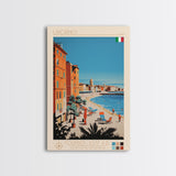 Livorno Italy Travel Poster Framed Canvas Print, Wall Decor, Midcentury Modern Art, Pop Art, Scenic Art for Bedroom and Office