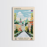 Lyubertsy Russia Travel Poster Framed Canvas Print, Midcentury Modern Art, Pop Art Wall Decor, Scenic Living Room Art, Bedroom Decor